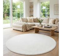 Jimri Tappeto passatoia a pelo corto, di alta qualità, per casa, ufficio, cucina, ingresso, corridoio, soggiorno, lavabile in lavatrice, tappeto antiscivolo, lavabile (Bianco Crema, 160 x 160 cm)