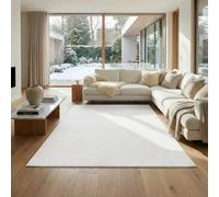 Jimri Tappeto passatoia a pelo corto, di alta qualità, per casa, ufficio, cucina, ingresso, corridoio, soggiorno, lavabile in lavatrice, tappeto antiscivolo, lavabile (Bianco Crema, 120 x 160 cm)