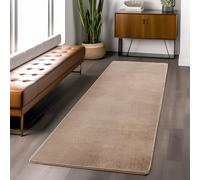 Jimri Tappeto passatoia a pelo corto, di alta qualità, per casa, ufficio, cucina, ingresso, corridoio, soggiorno, lavabile in lavatrice, tappeto antiscivolo, lavabile (Beige, 80 x 250 cm)