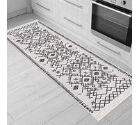 Jimri - Tappeto passatoia Tepiche per soggiorno, camera da letto, cucina, bagno, tappeto Boho Kelim, Passatoia tappeto - nero e bianco, 60 x 180 cm.