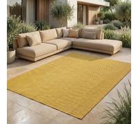 Jimri Tappeto per interni ed esterni, resistente alle intemperie, per balcone, terrazza, giardino, soggiorno, cucina, tappeto resistente ai raggi UV e all'acqua, misura: 120 x 160 cm, giallo