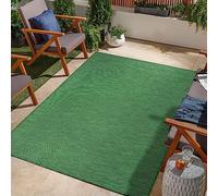Jimri Tappeto per interni ed esterni, resistente alle intemperie, per balcone, terrazza, giardino, soggiorno, cucina, tappeto resistente ai raggi UV e all'acqua, dimensioni: 140 x 200 cm, verde