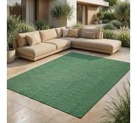Jimri Tappeto per interni ed esterni, resistente alle intemperie, per balcone, terrazza, giardino, soggiorno, cucina, tappeto resistente ai raggi UV e all'acqua, misura: 120 x 160 cm, verde