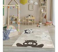 Jimri Tappeto per la cameretta dei bambini con fantasie come orsi, conigli, panda e cuori - colore: beige - 80 x 150 cm