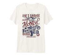 Jim's Garage Custom Hotrod Classic Rides Design Distressed Maglietta Premium