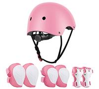 Jim's Store Set di Casco Protezione Bambini, Regolabile Ginocchiere Gomitiere e Protezioni Polso Kit per Skateboard Hoverboard Bici per Ragazzi e Ragazz