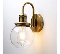 JIMUBEAM applique da parete interno vintage industriale a collo d'oca 1-luce con 5,9 pollici rotondo in vetro trasparente paralume