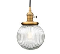 JIMUBEAM Lampada a sospensione industriale a soffitto in vetro, lampadario soffitto da bar loft retrò con paralume in vetro rigato per isola cucina, sala da pranzo, soggiorno, camera da letto