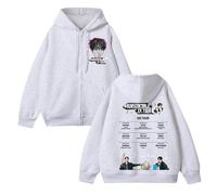 Jin RUNSEOKJIN_EP.Tour Hoodie Graphic SUP-Port Sport Daily Cotton Zipper Sweatshirt(A Floral White-Padded,4XL)