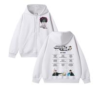 Jin RUNSEOKJIN_EP.Tour Hoodie Graphic SUP-Port Sport Daily Cotton Zipper Sweatshirt(A White-Padded,XL)
