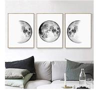 Jin Yi Global Quadri su Tela Fasi lunari minimaliste Wall Art Poster Neri e Stampe Bianche Immagini della Terra per Camera da Letto Soggiorno Decor-50x70cm Senza Cornice