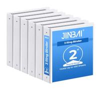 JinBai Raccoglitori a 3 anelli da 5,1 cm, confezione da 6, bianco, capacità
