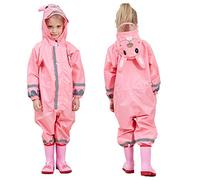 JinBei Bambina Impermeabile Pioggia Poncho Antipioggia Tuta Giacca Bambine Ragazza Cappuccio Ragazze Rosa Coniglio Modello Portatile Jogging di Un Pezzo Impermeabili 5-7 Anni