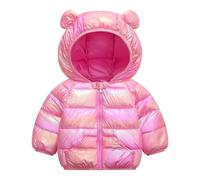 JinBei Bambina Inverno Giacca, Rosa Ragazza Cappotto con Cappuccio Caldo Leggero Impermeabile Antivento Giubbino Abbigliamento Giubbotti Piumino con Tasche 3-4 Anni
