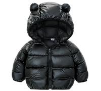 JinBei Bambino Invernale Giacca, Bambina Cappotto con Cappuccio Caldo Leggero Nero Impermeabile Antivento Giubbino Ragazzi Giubbotti Outfits Piumino con Tasche 4-5 Anni
