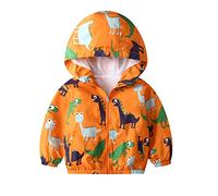 JinBei Cappotto Giacca a Vento Bambino Con Cappuccio Sottile Dinosauro Giacche e Cappotti Ragazzo Giallo Cerniera Bimbo Primavera Autunno Protezione Solare Vestiti Abbigliamento 1-2 Anni