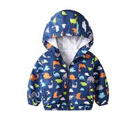 JinBei Cappotto Giacca a Vento Con Cappuccio Sottile Dinosauro Giacche e Cappotti Ragazzo Blu Cerniera Primavera Autunno Bambino Protezione Solare Vestiti Abbigliamento 3-4 Anni