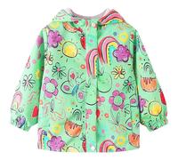 JinBei Cappotto Impermeabile per Bambini con Cappuccio Giacca Antipioggia Leggera Cappotti Antivento con Fodera Morbida Ragazzi Ragazze Abbigliamento 3-4 Anni, Grigio Stelle Luna