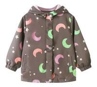 JinBei Cappotto Impermeabile Ragazze con Cappuccio Giacca Antipioggia Leggero Cappotti Antivento Esterno con Fodera Morbida Bambini Abbigliamento Sportivo 7-8 Anni, Farfalla Verde Fiore Stampa