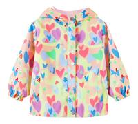 JinBei Cappotto Impermeabile Ragazze Rosa Stampa con Cappuccio Giacca Antipioggia Leggera Manica Lunga Bambina Sportivo Antivento Cerniera Cappotti con Morbida Fodera Bambini 2-3 Anni