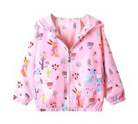 JinBei Giacche e Cappotti Bambina Cappotto Giacca a Vento Con Cappuccio Sottile Ragazza Rosa Alce Foglia Cerniera Lampo Primavera Autunno Protezione Solare Vestiti 4-5 Anni