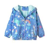 JinBei Giacche e Cappotti Bambina Unicorno Blu Arcobaleno Cappotto Giacca a Vento Con Cappuccio Sottile Ragazza Cerniera Lampo Primavera Autunno Protezione Solare Vestiti 2-3 Anni