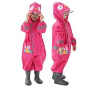 JinBei Impermeabile da Pioggia Bambine e ragazze con Cappuccio Rosa Rossa Gufo Stampa Bambina Antipioggia Giacca Impermeabili Tuta Portatile Sportivo Jogging Bimba 2-3 Anni