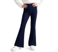 JinBei Leggings Bambina Comodi Termico Flared Legging Svasati Bambini Elasticizzati Pantaloni a Zampa Vita Alta Bootcut Abbigliamento Ragazza Blu Navy per Danza Sportivi Casual, 12-13 Anni