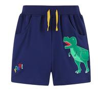 JinBei Pantaloncini Ragazzo Estivi Pantaloni Corti Bambino con 2 Tasche Cotone Motivi di Dinosauri Larghi Sportivi Shorts Vita Elasticizzata Casual Abbigliamento Bambini per 3-4 Anni