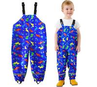 JinBei Pantaloni Impermeabili Bambino Ragazzi Traspirante Antipioggia Antivento Salopette Blu Dinosauri Cinturino Regolabile Leggero con Striscia Riflettente Tasca Bambini Pantaloni 4 Anni