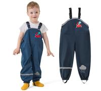 JinBei Pantaloni Impermeabili Bambino, Ragazzi Traspirante Antipioggia Antivento Salopette Leggeri Non Imbottiti Impermeabile Abbigliamento con Striscia Riflettente Blu Navy, 2-3 Anni
