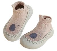 JinBei Scarpe a Calzino Bambini con Antiscivolo Suola in Gomma Scarpine Primi Passi Bambino Morbide Pantofole Neonato Leggere e Traspiranti Scarpe da Camminata per Neonati da 18 a 24 Mesi Marrone