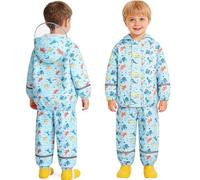 JinBei Tuta Impermeabile per Bambina Leggero Tuta Pioggia, 4-5 Anni, Blu