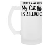 Jinbetee I Don't Have Kids My Cat Is Allergic Bicchiere Di Birra Trasparente Con Manico Transparent Beer Glass Drinking Cup With Handle