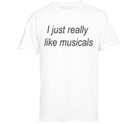 Jinbetee I Just Really Like Musicals T-Shirt Bianca per Uomini Manica Corta White Men Tee Short Sleeve T-Shirt