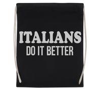 Jinbetee Italians Do It Better Logo Borsa Da Palestra Nera In Cotone Riutilizzabile Black Gym Bag Cotton Reusable Sport Sack
