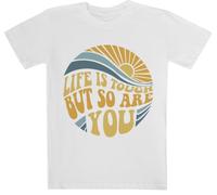 Jinbetee La Vita È Dura, Ma Lo Sei Anche Tu Bianca A Maniche Corte per Bambini White Kids Tee Short Sleeve T-Shirt