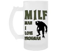 Jinbetee L'uomo Che Amo Frogman Bicchiere da birra in vetro trasparente con manico Transparent Beer Glass Drinking Cup With Handle