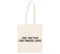Jinbetee Non Voglio La Pace, Voglio Borsa shopping beige Totebag riutilizzabile Beige Totebag Shopping Bag Reusable