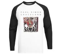 JINBETEE Paul Simon Graceland Maglietta Bianca da Baseball Unisex con Maniche Nere