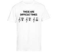 Jinbetee Questi Sono Tempi Difficili T-Shirt Bianca da Uomo A Maniche Corte