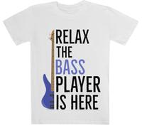Jinbetee Relax The Bass Player Is Here T-Shirt Bianca A Maniche Corte per Bambini