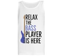Jinbetee Relax The Bass Player Is Here T-Shirt Senza Maniche con Canotta da Donna Bianca