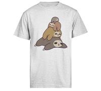 Jinbetee Sloth Stack T-Shirt Grigia per Uomini Manica Corta Grey Men Tee Short Sleeve T-Shirt
