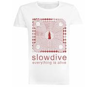 Jinbetee Slowdive Everything Is Alive T-Shirt Manica Corta Bianca da Donna