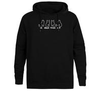 Jinbetee Un Deux Trois Cat Felpa con Cappuccio Unisex con Cappuccio Nero