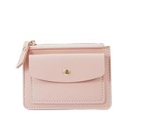 JINBIXIANGDJKS Porta Carte Multifunzionale Corto, Elegante, Semplice, Con Cerniera E Fibbia, Portamonete(Pink)