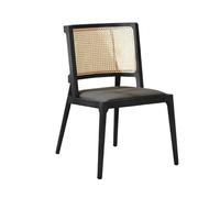 JINBIXIANGDJKS Sedia Da Pranzo In Rattan Con Schienale In Legno Massello, For La Casa, For Il Tempo Libero E For L'hotel(Black)