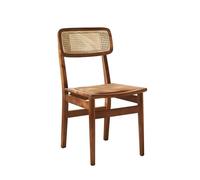 JINBIXIANGDJKS Sedia Da Pranzo In Rattan Con Schienale In Legno Massello, For La Casa, For Il Tempo Libero E For L'hotel(Walnutcolor)