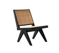 JINBIXIANGDJKS Sedia Da Pranzo In Rattan Massello Di Legno For Il Tempo Libero, Design Semplice Ed Elegante(Black)